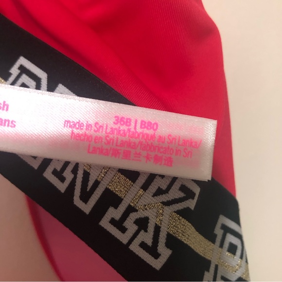Victoria Secret VS Pink Bra NEW Wireless Push Up Red Black Metallic Wide Band 36 - Picture 7 of 9